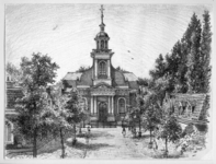 206525 Gezicht op de voorgevel van de R.K.-kerk St. Petrus' Banden (Kerkplein 5) te Driebergen-Rijsenburg.